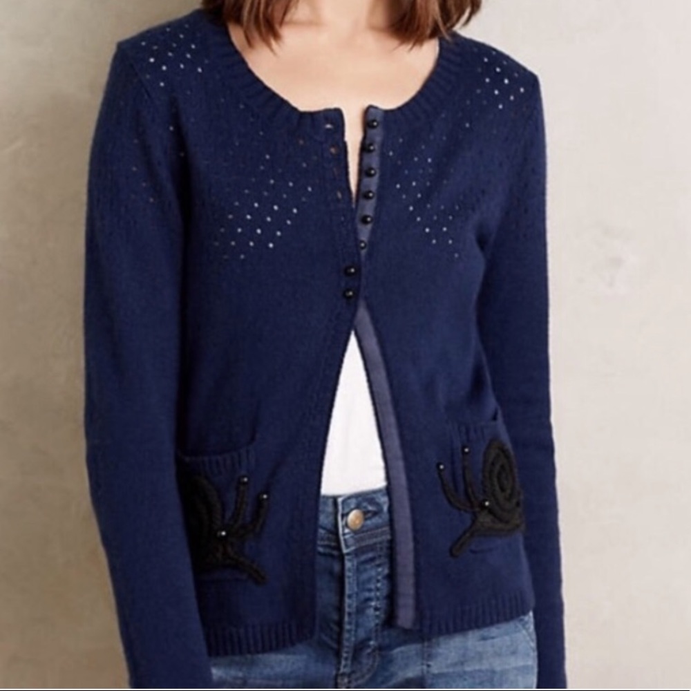 Anthropology Moth navy knit cardigan small
